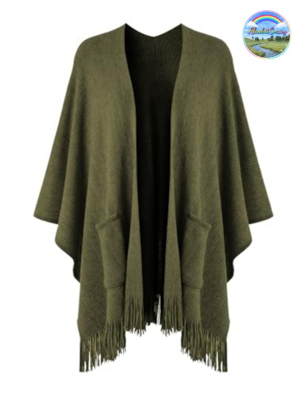 Ferand Shawl Wrap Poncho Cape with Pockets Open Front Acrylic Women